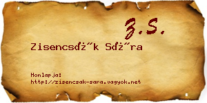 Zisencsák Sára névjegykártya